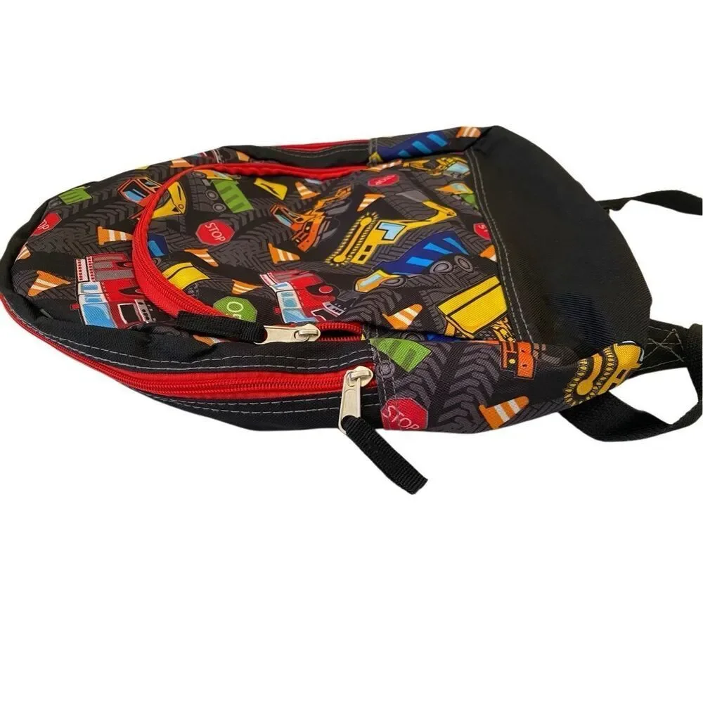 Kids Construction Truck Backpack Cartoon Boys School Utility Vehicle